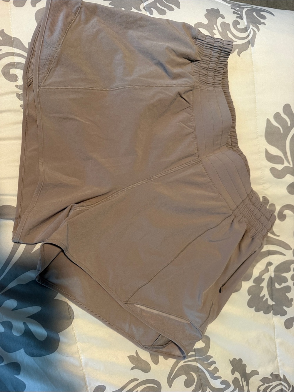 lululemon athletica Taupe Elastic-Waist Athletic Shorts